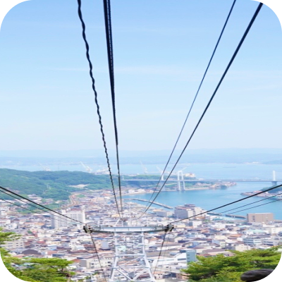 ロープウェイから見下ろした尾道市街の風景