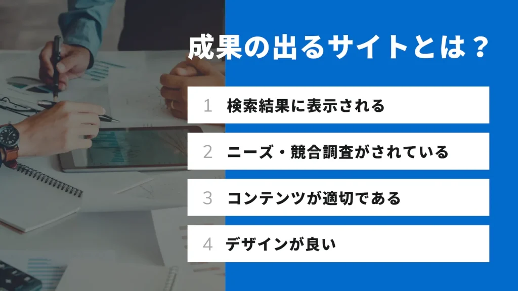 成果の出るサイトの4つの項目